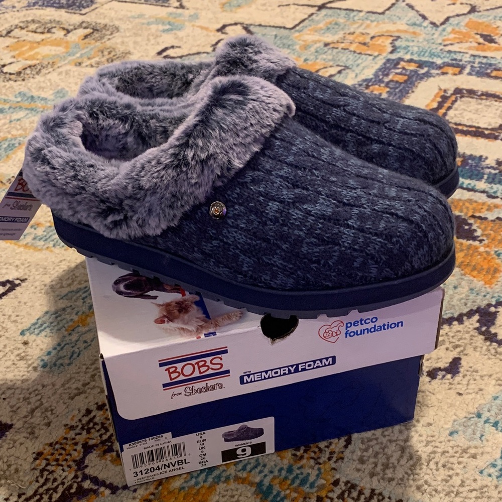 Skechers Bobs Memory Foam Keepsakes Ice Angels Faux Fur Slippers